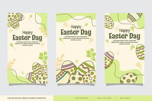 easter day social media stories collection for promotion set in doodle style vector