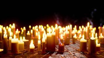 Group of Lit Candles on Table video