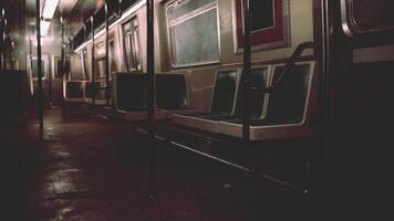 Open Subway Car at Night, Empty Carriage in Underground Metro video