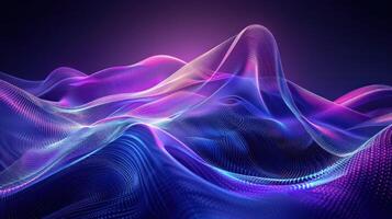 AI generated Blue and purple abstract waves on a dark background, abstract futuristic background photo