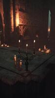 A mysterious and enchanting candlelit room in a temple video