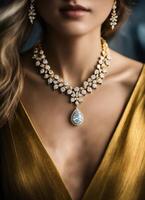AI generated Diamond jewelry luxury and fashion jewelry. ai generative photo