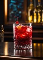 AI generated Cuba libre cocktail with rum, cola, lime and ice. ai generative photo
