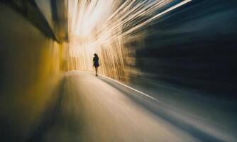AI generated Blurry motion silhouette of a girl with long hair. ai generative photo