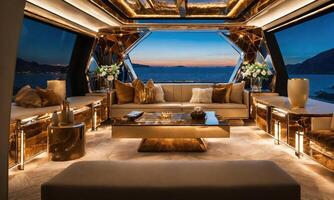 AI generated Interior of a luxury business jet airplane. Luxury travel. ai generative photo