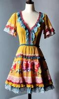AI generated mini dress with low neckline on a mannequin. ai generative photo