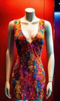 AI generated mini dress with low neckline on a mannequin. ai generative photo