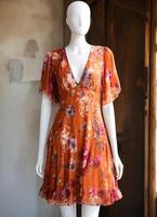 AI generated Fashionable evening orange summer dress on a mannequin. ai generative. ai generative photo