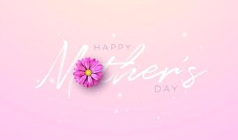 Mother Day Banner Illustration with Spring Flower and Typography Letter on Pink Background. Happy Mother's Day Vector Celebration Design for Postcard, Greeting Card, Flyer, Invitation, Brochure