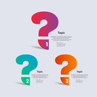 3 opción de pregunta infografía plantillas diseño usado en negocio y Finanzas proceso vector, ilustración vector