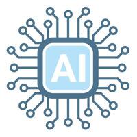 An AI icon, smart AI and robotic and cloud computing network digital AI technology, vector illustration