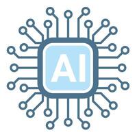 An AI icon, smart AI and robotic and cloud computing network digital AI technology, vector illustration