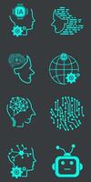 Group of Artificial Intelligence Vector Line Icons Set. Face Recognition, Android, Humanoid Robotic concept vector and illustration design