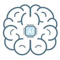 Brain of artificial intelligence icons, symbols collection, isolated lined machine AI icon, smart AI and robotic vector illustration