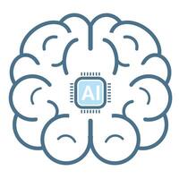 Brain of artificial intelligence icons, symbols collection, isolated lined machine AI icon, smart AI and robotic vector illustration