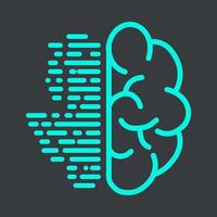 Brain of intelligence Vector Line Icon. Face Recognition, Android, Humanoid Robot, Thinking Machine. Editable Stroke, technology  concept