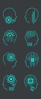 Set of Artificial intelligence line style. machine learning robot heads. Collection of Artificial intelligence icons. smart robotic head. and artificial intelligence heads vector