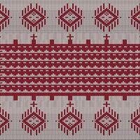A Cream color traditional cotton Knitted seamless pattern. red Embroidery Pattern, Knitted Repeat Background, Vector Textile Template seamless, Carpet