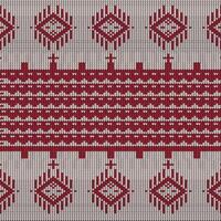 A Cream color traditional cotton Knitted seamless pattern. red Embroidery Pattern, Knitted Repeat Background, Vector Textile Template seamless, Carpet