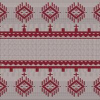 A traditional cotton Knitted seamless pattern. red Embroidery Pattern, Knitted Repeat Background, Vector Textile Templates