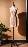 AI generated mini dress with low neckline on a mannequin. ai generative photo