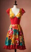 AI generated mini dress with low neckline on a mannequin. ai generative photo