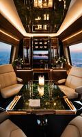 AI generated Interior of a luxury business jet airplane. Luxury travel. ai generative photo