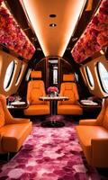 AI generated Interior of a luxury business jet airplane. Luxury travel. ai generative photo