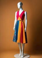 AI generated mini dress with low neckline on a mannequin. ai generative photo