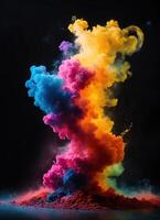 AI generated Colorful cloud with smoke on black background. ai generative photo