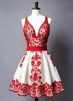 AI generated mini dress with low neckline on a mannequin. ai generative photo