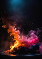 AI generated Colorful cloud with smoke on black background. ai generative photo