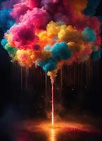 AI generated Colorful cloud with smoke on black background. ai generative photo