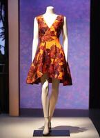 AI generated Fashionable evening orange summer dress on a mannequin. ai generative. ai generative photo