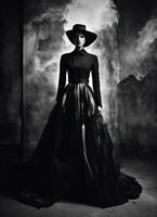 AI generated Fashion shot of a beautiful woman in elegant dress. ai generative photo
