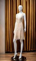 AI generated mini dress with low neckline on a mannequin. ai generative photo