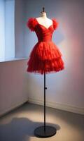 AI generated mini dress with low neckline on a mannequin. ai generative photo