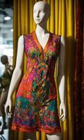 AI generated mini dress with low neckline on a mannequin. ai generative photo