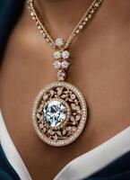 AI generated Diamond jewelry luxury and fashion jewelry. ai generative photo