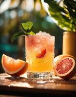 AI generated Alcoholic cocktail with grapefruit and ice. Selective focus. ai generative photo