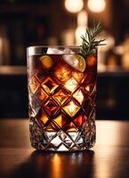 AI generated Cuba libre cocktail with rum, cola, lime and ice. ai generative photo