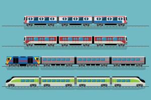 Various Types of Trian, Side View Isolated. vector