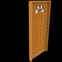 Orange door Unsealed Entry in Isolated Background photo