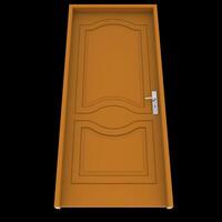 Orange door Unlocked Gateway on Isolated White Surface photo