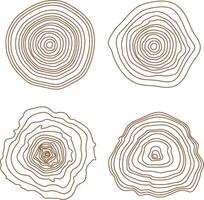 Abstract growth rings of a tree.Line design of a wooden stump. vector