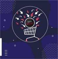 Black friday sale, design template for promotion, advertising, web, social and fashion ads with let's go to shopping cart and abstract background vector