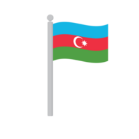 Flag of Azerbaijan on flagpole isolated png