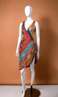 AI generated mini dress with low neckline on a mannequin. ai generative photo