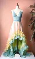 AI generated mini dress with low neckline on a mannequin. ai generative photo