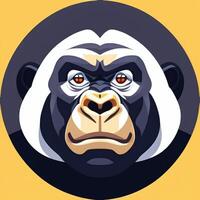 AI generated Gorilla Icon Avatar Gamer Clip Art Sticker Decoration Simple Background photo